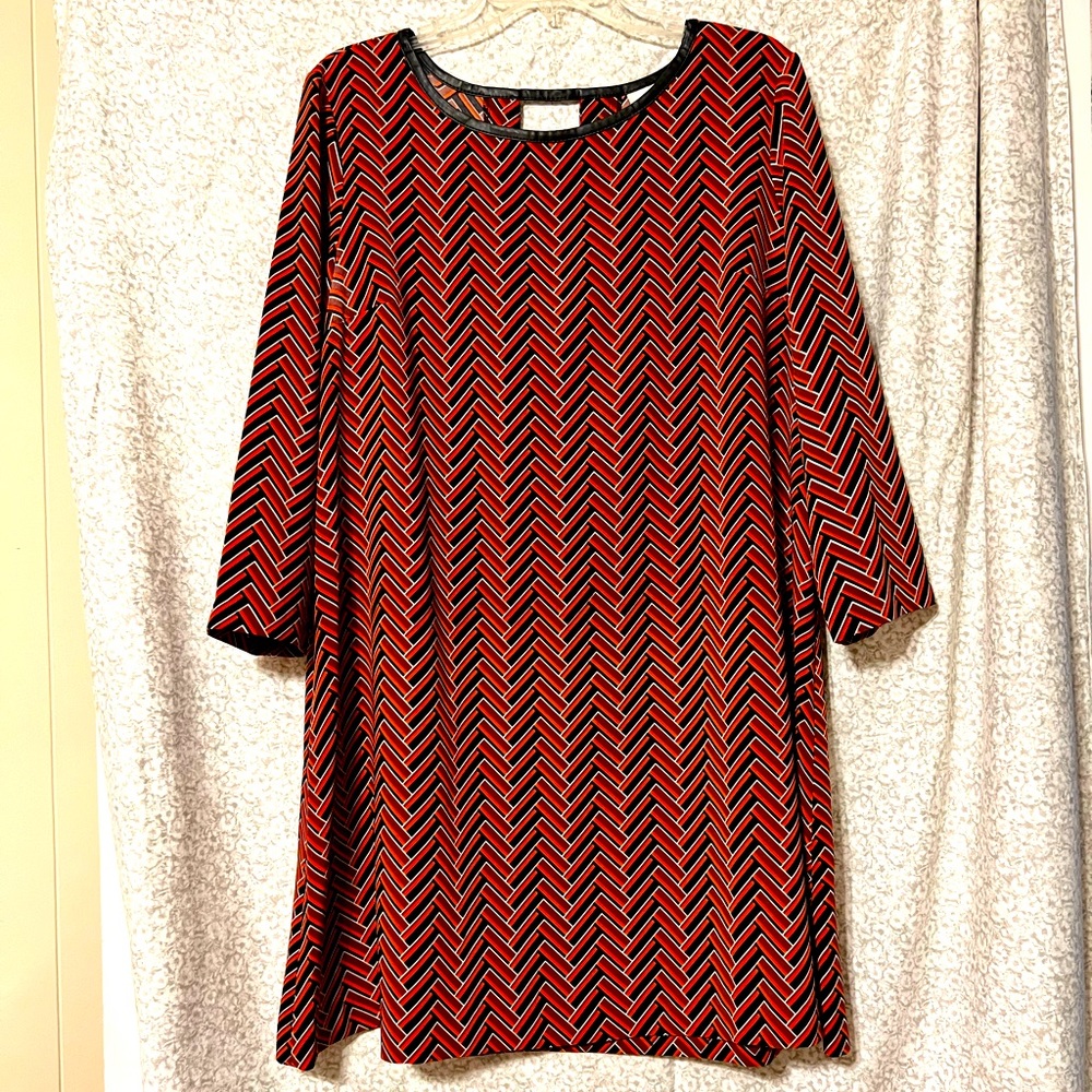 Red Chevron-Print Dress